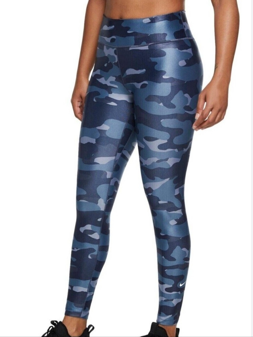 NWT$70 Nike Women's Dri-FIT One Mid-Rise Camo Leggings in Thunder Blue Size:M